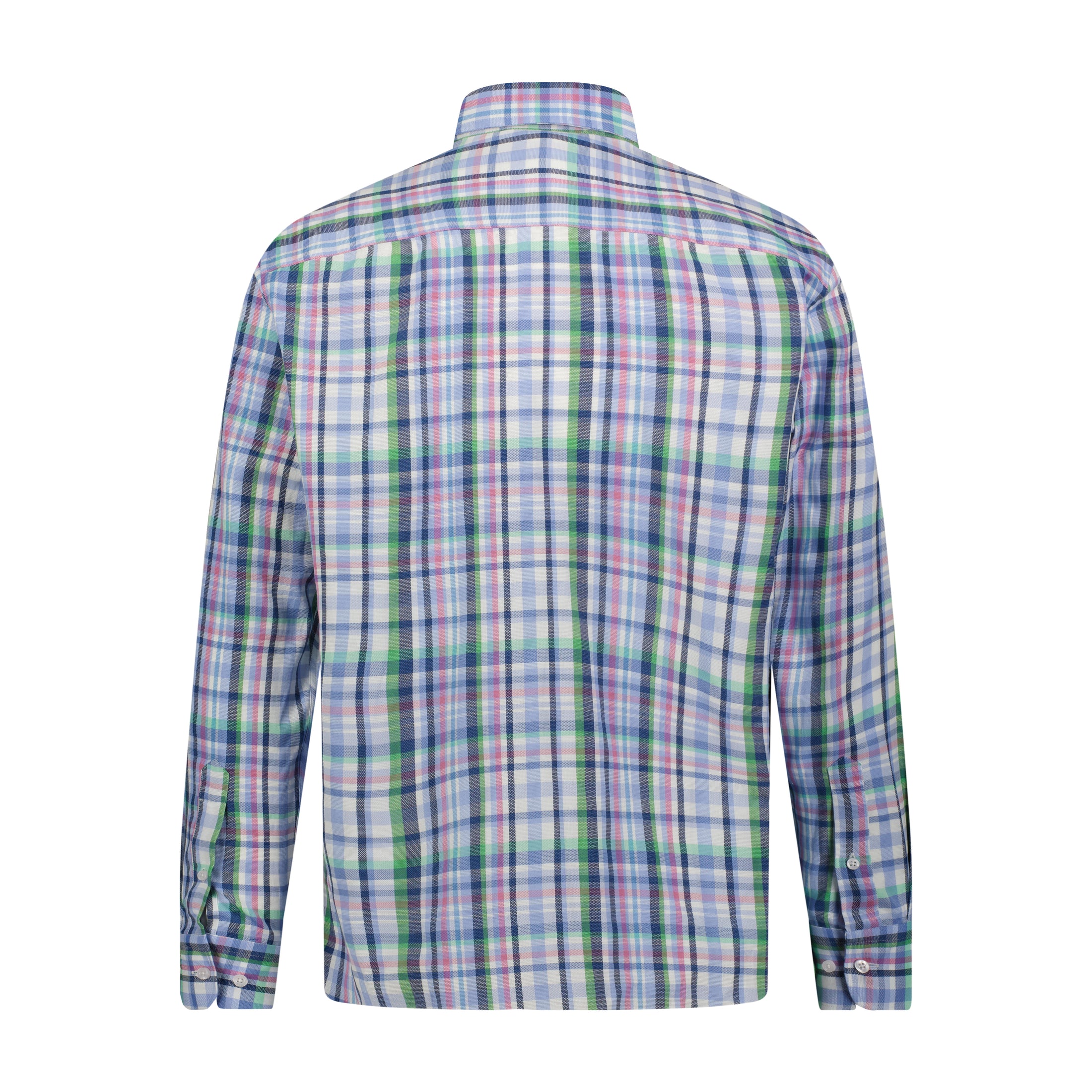 Purple Navy White and Green Plaid Oxford Long Sleeve Shirt