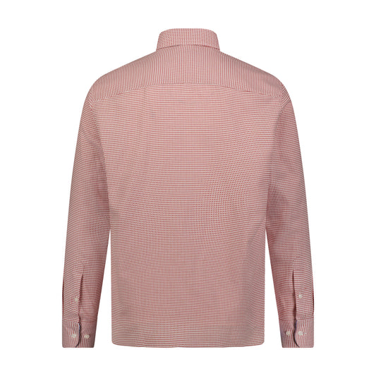 Navy White Dobby Woven Long Sleeve Shirt