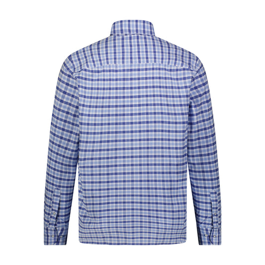Blue Navy Plaid Check Woven Long Sleeve Shirt