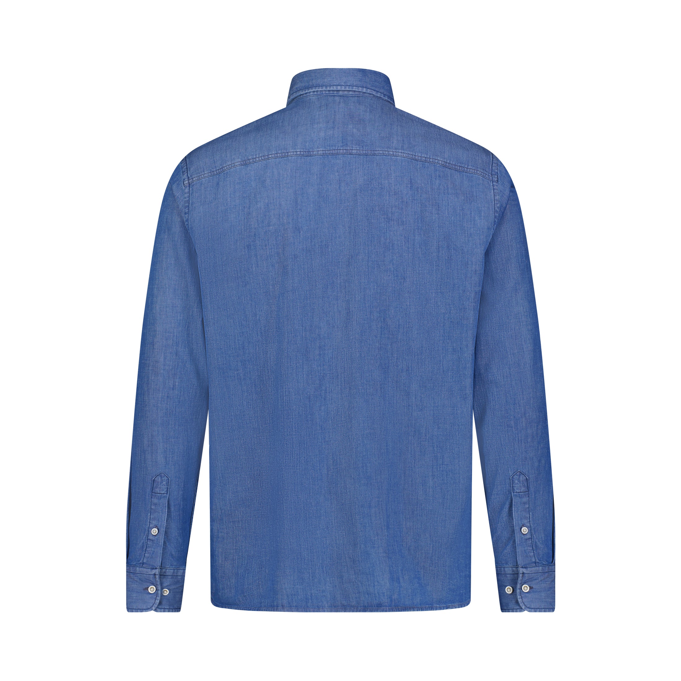 Blue Denim Stretch Long Sleeve Shirt