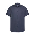 Load image into Gallery viewer, Navy Seer Sucker Stretch Button Down Short Sleeve Shirt
