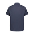 Load image into Gallery viewer, Navy Seer Sucker Stretch Button Down Short Sleeve Shirt
