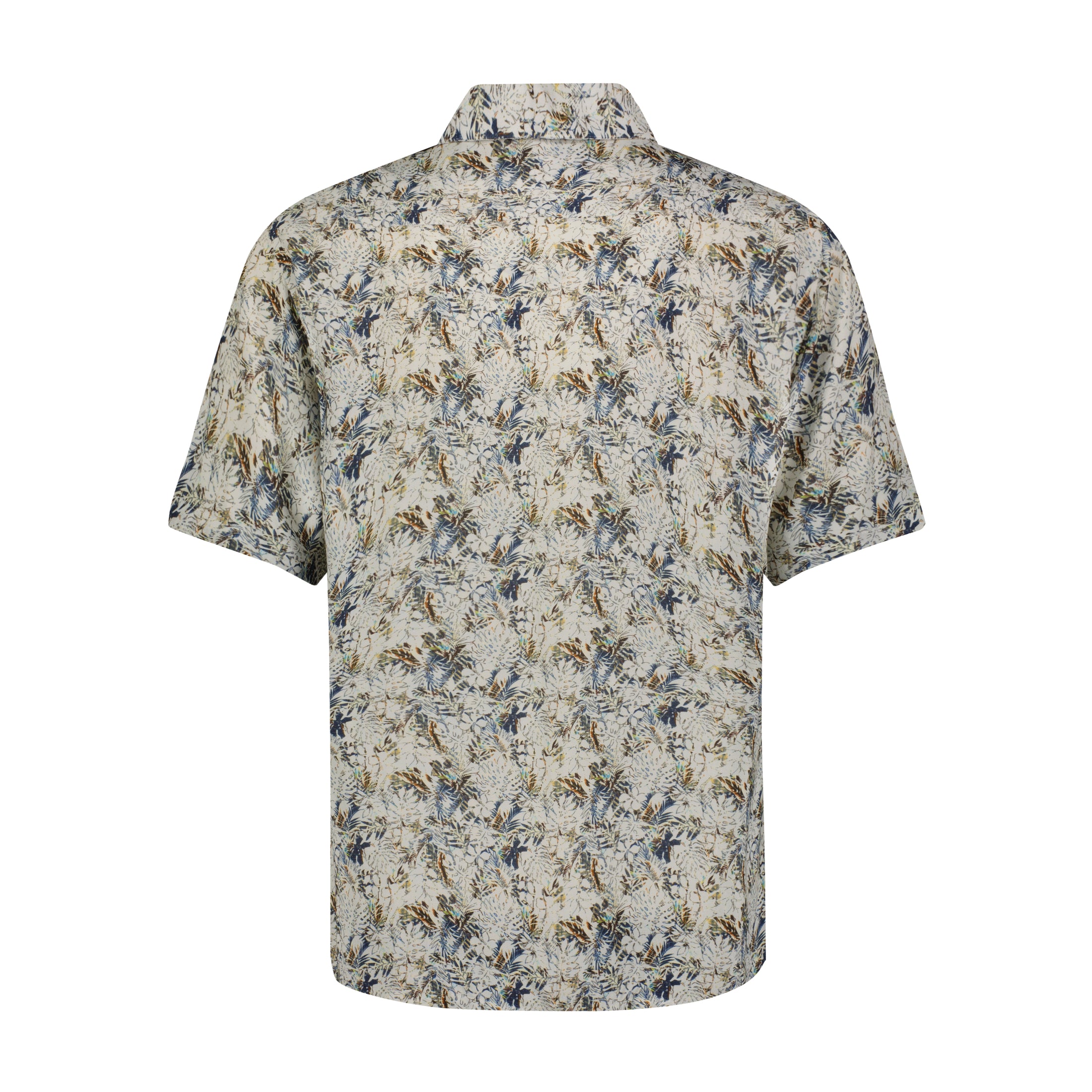 Floral Tropical Print in Camp Collar Model Short Sleeve Shirt