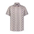 Load image into Gallery viewer, Beige Blue Patch Work Short Sleeve Shirt
