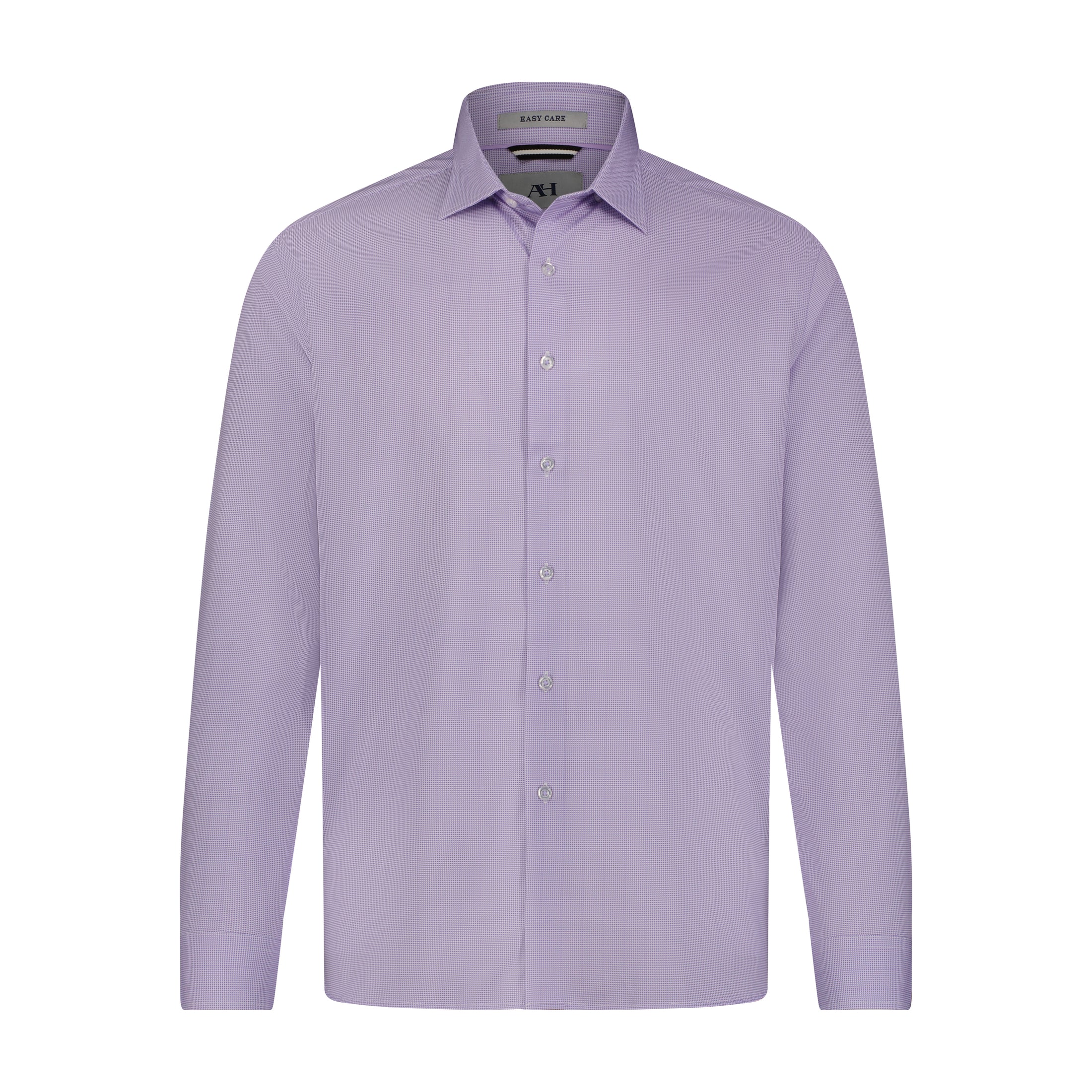 Purple White Mini Geo Print Hidden Button Down Long Sleeve Shirt