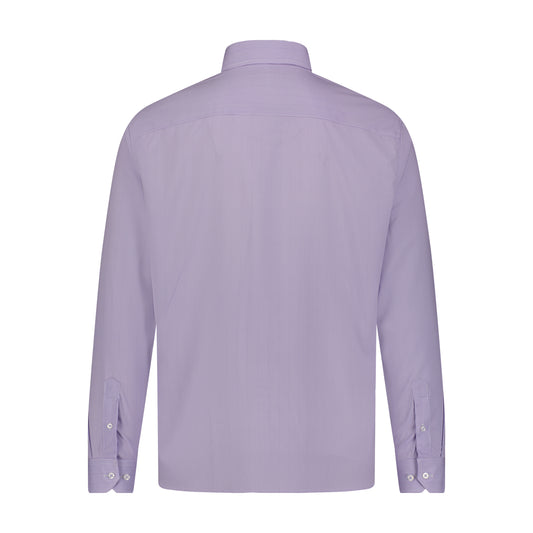 Purple White Mini Geo Print Hidden Button Down Long Sleeve Shirt