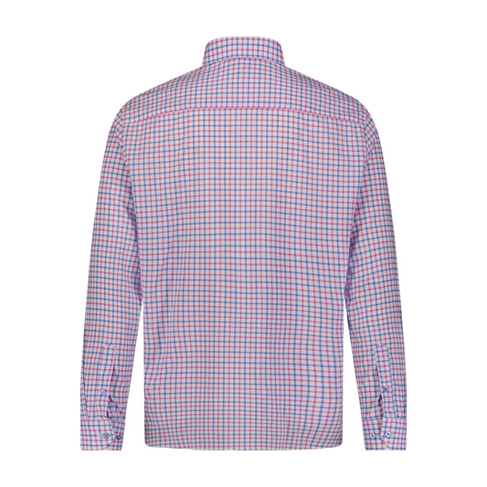 White Purple Pink Check Hidden Button Down Long Sleeve Shirt