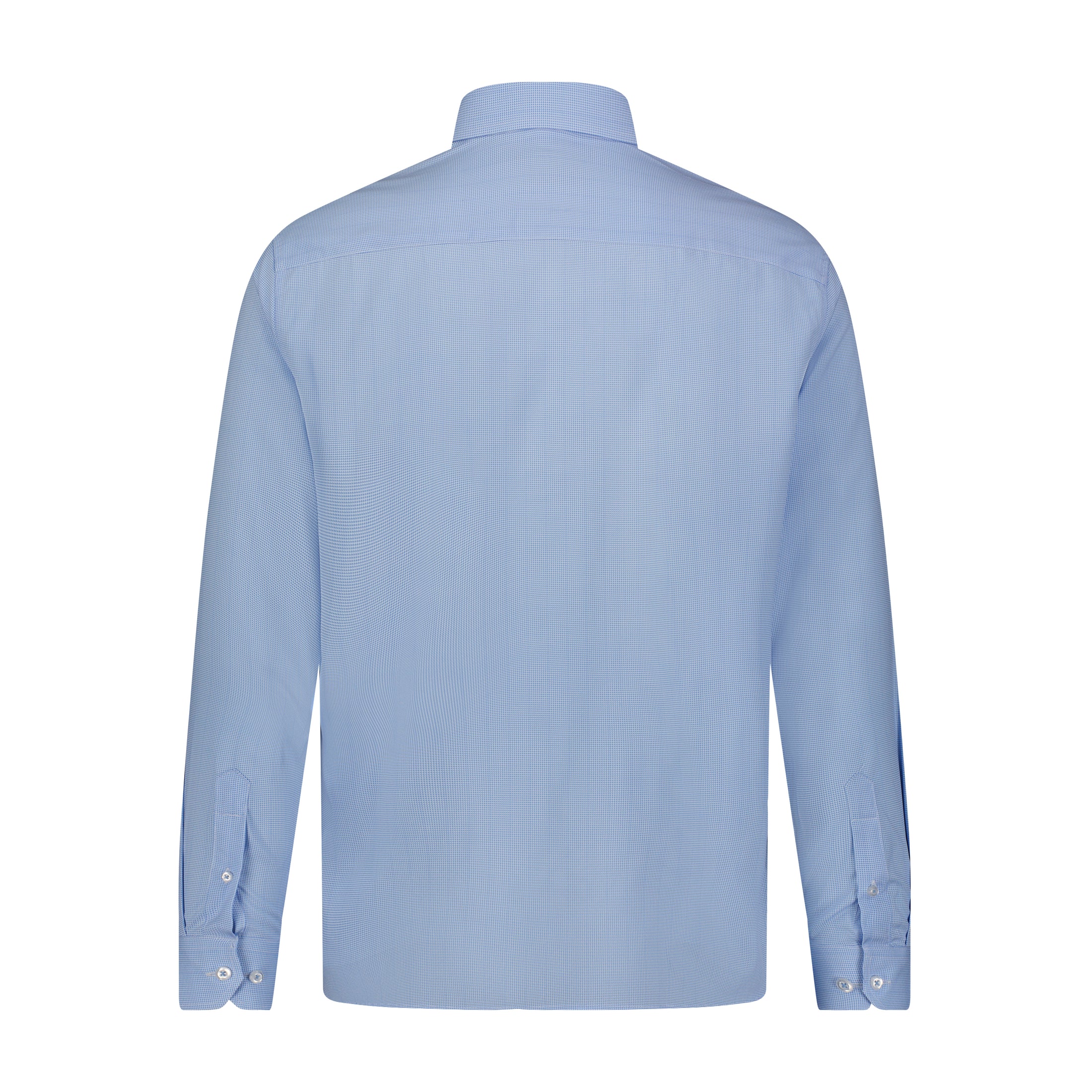 Sky Blue White Mini Geo Print Hidden Button Down Long Sleeve Shirt
