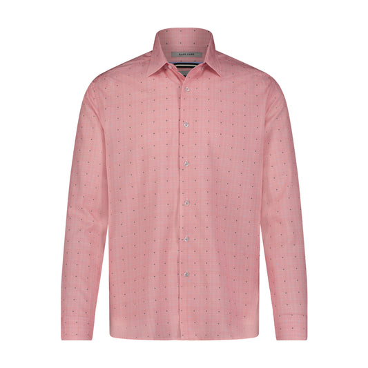 Red Blue Pin Dot Hidden Button Down Long Sleeve Shirt