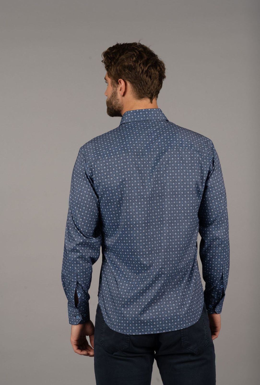 Midnight Blue with White and Light Blue Check Shirt