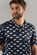 Load image into Gallery viewer, Black with Multicolor Sharks Polo Shirt
