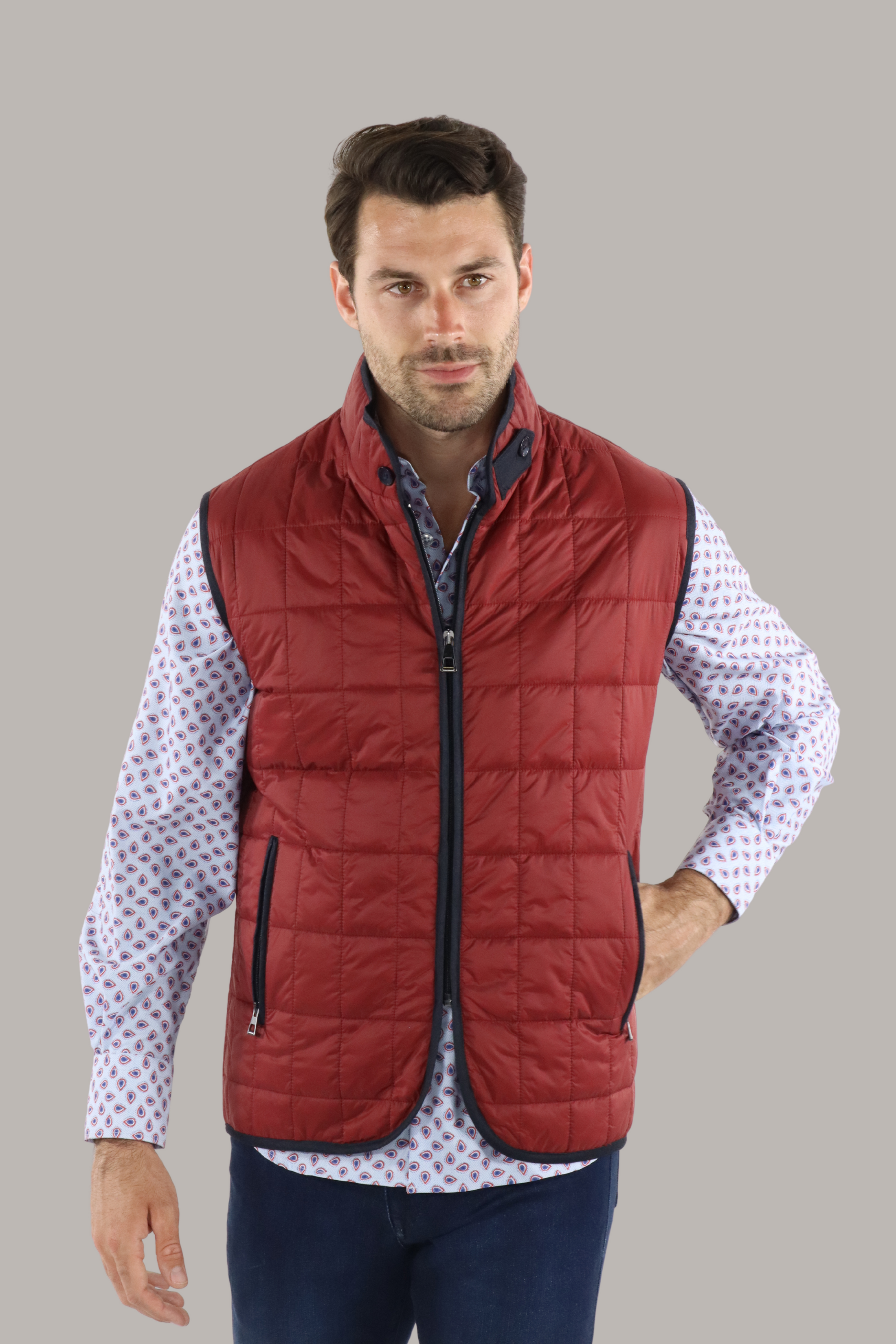 Full Zip Red Quilted Vest
