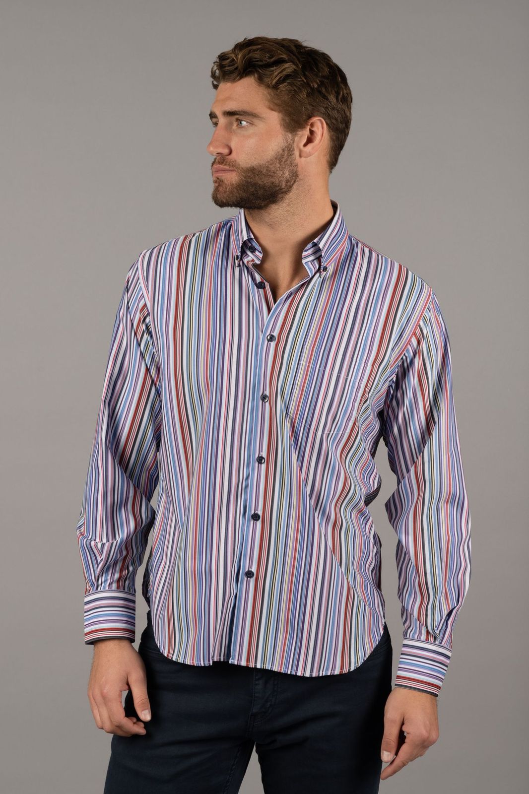 White Multicolor Stripes